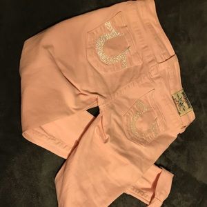 Pink True Religion skinny jeans